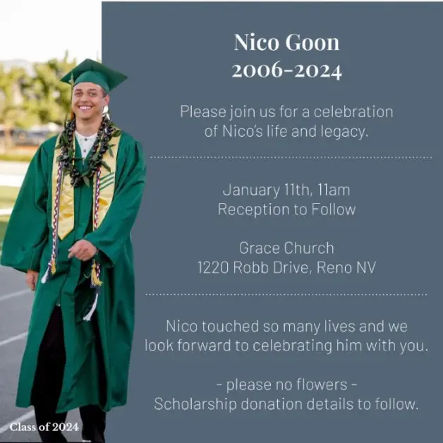 Bishop Manogue Catholic High School Graduate Nico Goon Tragically Dies